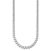 14k White Gold 25 3/8 carat Lab Grown Diamond VS/SI+ G+ Complete Round 16 inch Graduated Tennis Necklace